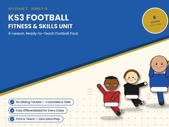 KS3 Football Unit — 6 Ready-to-Teach Lessons (Fitness & Skills, Non-Specialist Friendly)
