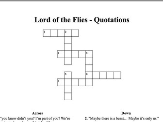 Lord of the Flies Quotes - Crossword