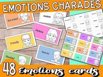 Emotion’s charades cards to help with emotional regulation