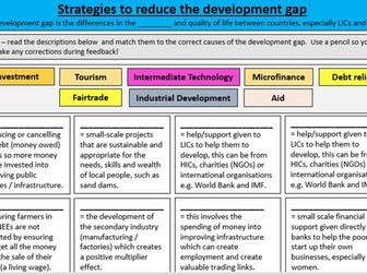 Strategies to reduce the development gap worksheet