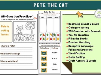 Pete the Cat Falling Autumn  Shoes Craft and Activity Worksheet
