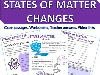 States of Matter Changes Differentiated Worksheet