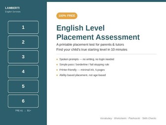 English Level Placement Test Free Printable Assessment