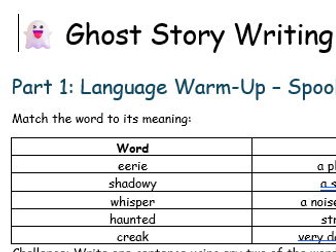 KS2 Ghost Story Guided Worksheet