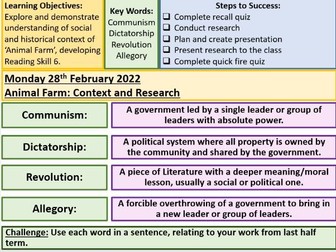 Animal Farm Scheme of Work