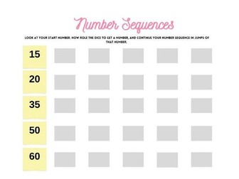Number Sequences to 100 Printable Activity