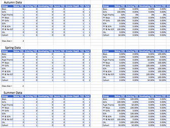 Assessment Tracker for KS1 & KS2 with automatic analysis (All subject areas)