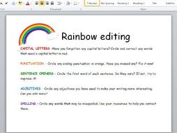 rainbow editing year 2 teaching resources