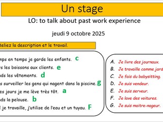 GCSE FRENCH STUDIO - Un stage