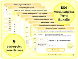 KS4 Various Algebra Topics