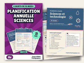 French Year Long Plan Grade 8 Ontario Science | Planif annuelle Sciences 8e