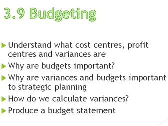 IBDP Business Management - Budgets