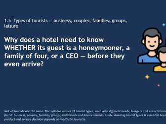 1 – Introduction to the main travel and tourism definitions and concepts