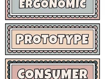 Design Technology Key Vocab Display Cards