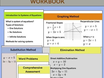 Systems of Equations Mega Workbook/90+ Pages/Substitution/Elimination/Graphing & Word Problems