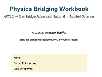 OCR AAQ Applied Science Summer Bridging workbook Physics