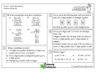 Mastery Maths  - Year 6 Reasoning - Four Operations