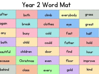 Year 2 Common Ex Word Mats and Wordsearch