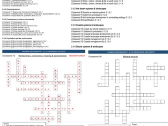 AQA A-Level Geography crosswords packs