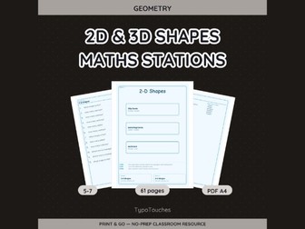 2D & 3D Shapes Maths Stations | 61 Sheets