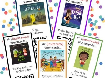 KS1 Recommended Read Editable QR Code Bookmarks