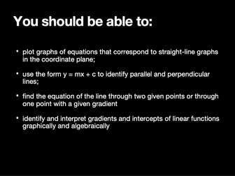 Linear functions and graphs