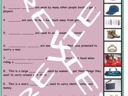 Clothing, Accessories, Footware and Jewelry 3 Photo Worksheet Set