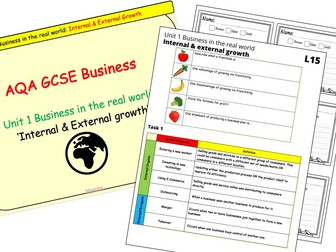 GCSE AQA Internal & External Business Growth - complete lesson pack