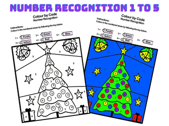 Christmas Tree Number Recognition 1 to 5