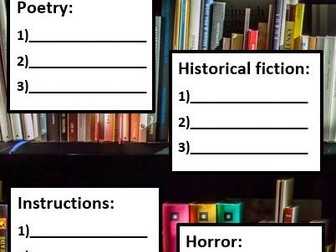 Year 5 and 6  Reading Genre Record Sheet