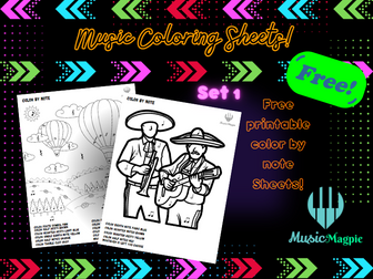 Music Coloring Sheets Color by Note Set1