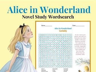 Alice in Wonderland Novel Study Word Search Pack | 5 Theme Puzzles | Grades 5-9