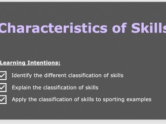A Level PE - Characteristics of Skills