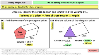 Volume of prisms by cparkinson3 | Teaching Resources