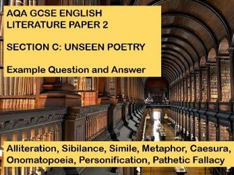 AQA GCSE English Literature Specimen Paper 2 Section C Unseen Poetry Example Answer
