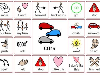 AAC Play communication board bundle for SEND/ASN pupils - bubbles, playdough, cars, blocks, foam