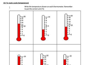 Thermometers worksheets year two