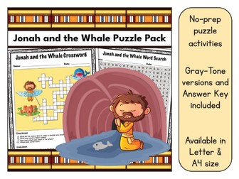 Jonah and the Whale Word Search and Crossword Puzzle Activity Pack