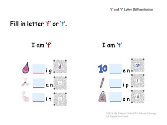 'f' and 't' Letter Differentiation (Step-by-Step English Literacy Skills Pack for Diverse learners)
