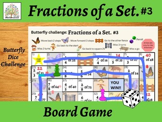 Fractions of a Set #3 Butterfly Board Dice Game