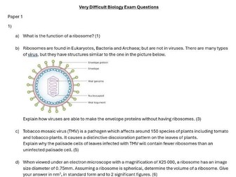 GCSE Biology Challenge Exam Style Questions - Revision resource