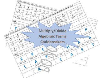 Algebra Multiplication and Division Codebreakers