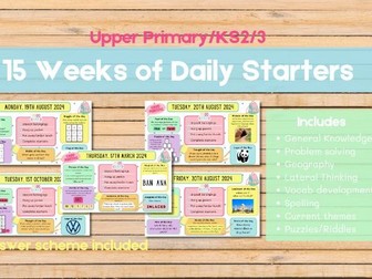 Daily Starter Display Slides Upper Primary/KS2/KS3