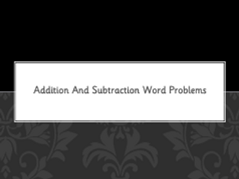 Addition and Subtraction to 20 Word Problems