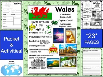 WALES History & Geography, Travel The World Worksheet