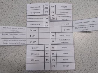 AQA 9-1 Equation revision sheet or work sheet