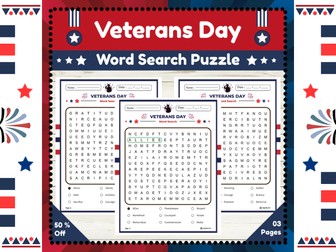Veterans Day Word Search Puzzle : Appreciation Activity