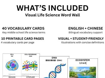 Life Science Word Wall | English + Chinese