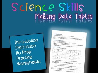 Creating Data Tables Scientific Method Skills