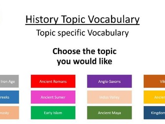 KS2 History Vocabulary By Topic - Huge